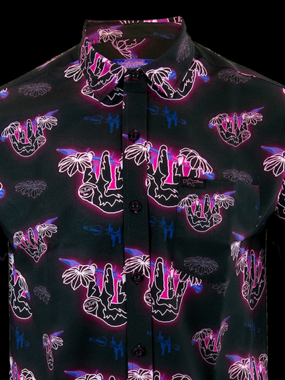 Retro Rifle Slow N Steady Sloth Long Sleeve Button down shirt Sz S